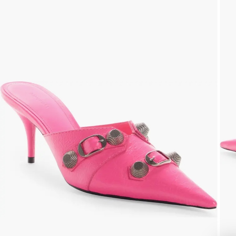 Balenciaga Pink Mules with Buckle Detail